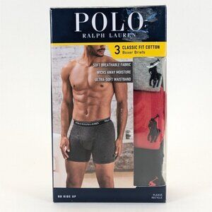 Polo Ralph Lauren Mens Boxer Briefs 3-Pack Classic Fit Black Red S M